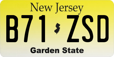 NJ license plate B71ZSD