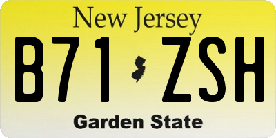 NJ license plate B71ZSH