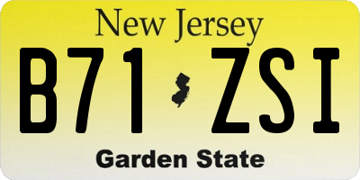 NJ license plate B71ZSI