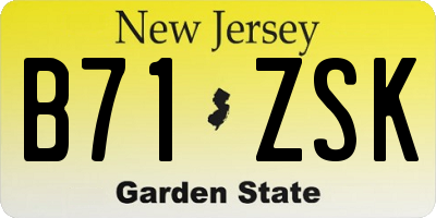 NJ license plate B71ZSK