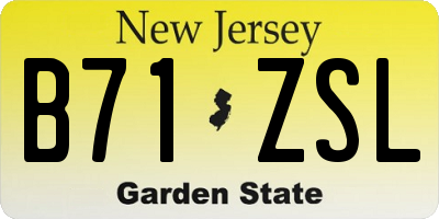 NJ license plate B71ZSL