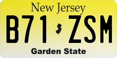 NJ license plate B71ZSM