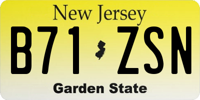 NJ license plate B71ZSN