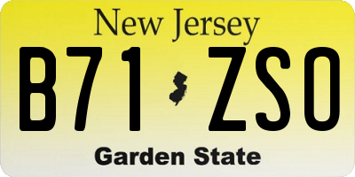 NJ license plate B71ZSO