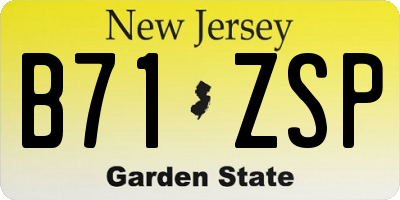 NJ license plate B71ZSP