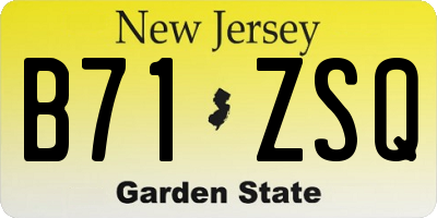 NJ license plate B71ZSQ