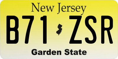 NJ license plate B71ZSR