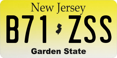 NJ license plate B71ZSS