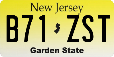 NJ license plate B71ZST