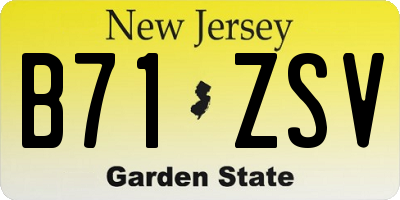 NJ license plate B71ZSV