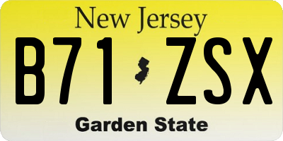 NJ license plate B71ZSX