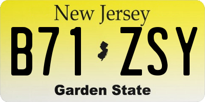 NJ license plate B71ZSY