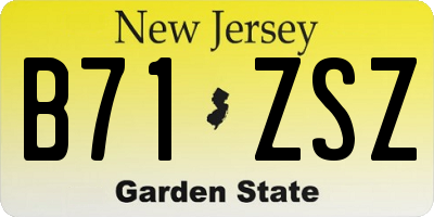 NJ license plate B71ZSZ