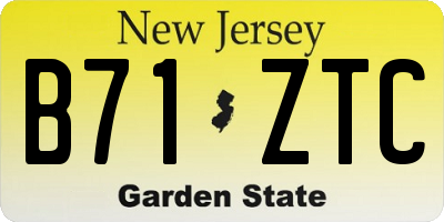 NJ license plate B71ZTC