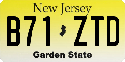 NJ license plate B71ZTD