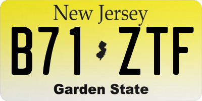NJ license plate B71ZTF