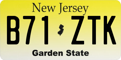 NJ license plate B71ZTK