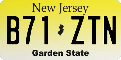 NJ license plate B71ZTN