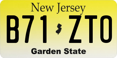 NJ license plate B71ZTO