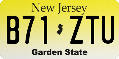 NJ license plate B71ZTU