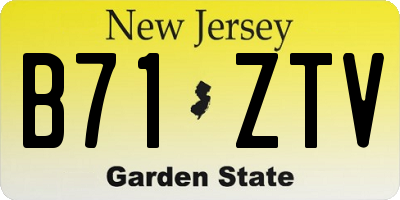 NJ license plate B71ZTV