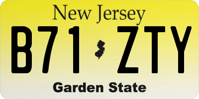 NJ license plate B71ZTY