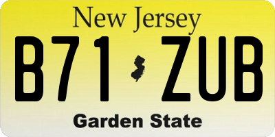 NJ license plate B71ZUB