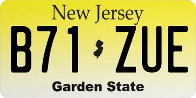 NJ license plate B71ZUE