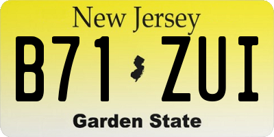 NJ license plate B71ZUI