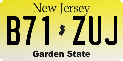 NJ license plate B71ZUJ