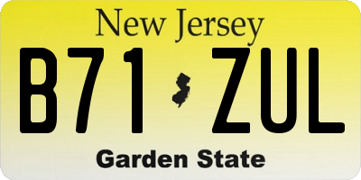 NJ license plate B71ZUL