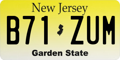 NJ license plate B71ZUM