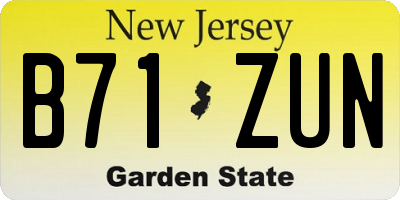 NJ license plate B71ZUN