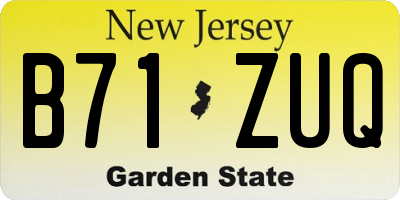 NJ license plate B71ZUQ