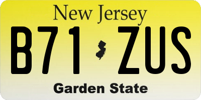 NJ license plate B71ZUS