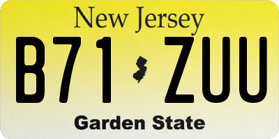 NJ license plate B71ZUU
