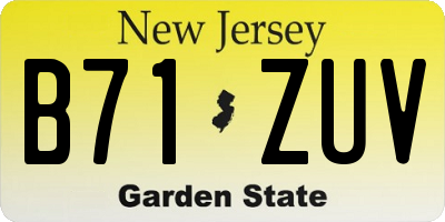 NJ license plate B71ZUV