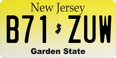 NJ license plate B71ZUW