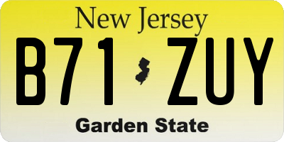 NJ license plate B71ZUY