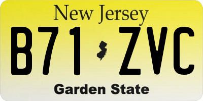 NJ license plate B71ZVC