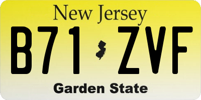 NJ license plate B71ZVF