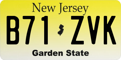 NJ license plate B71ZVK