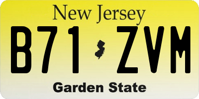 NJ license plate B71ZVM