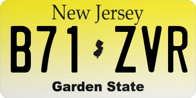 NJ license plate B71ZVR