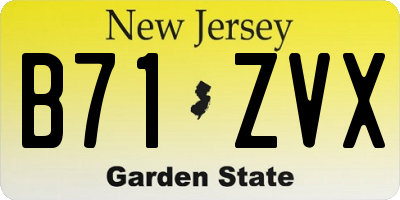 NJ license plate B71ZVX