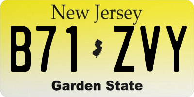 NJ license plate B71ZVY