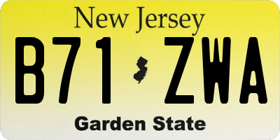 NJ license plate B71ZWA