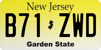 NJ license plate B71ZWD