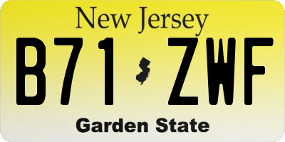 NJ license plate B71ZWF