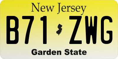 NJ license plate B71ZWG